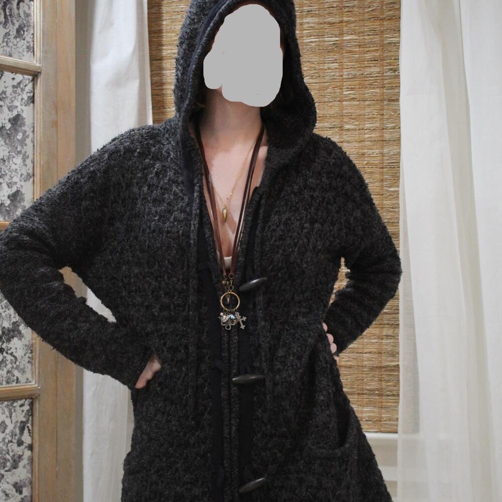 Knit Blackdark Grey Button Up - image 2